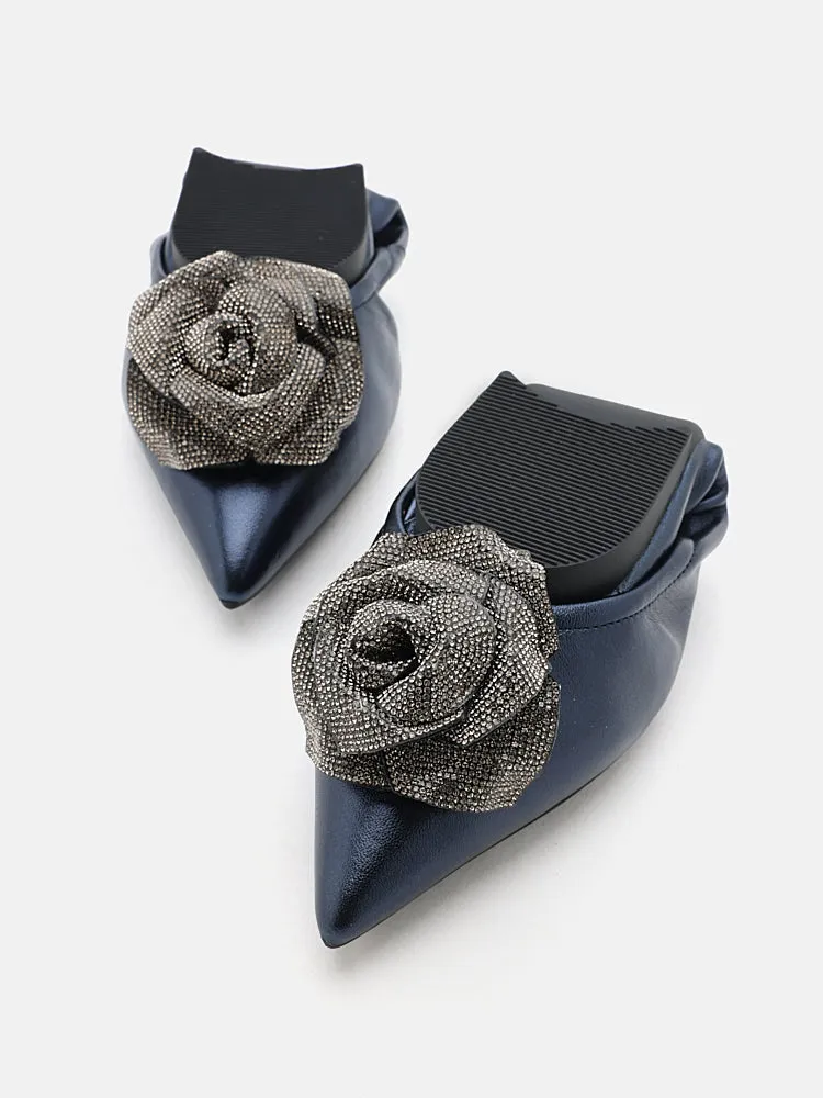 Marianna Crystal Embellished Rose Foldable Flats