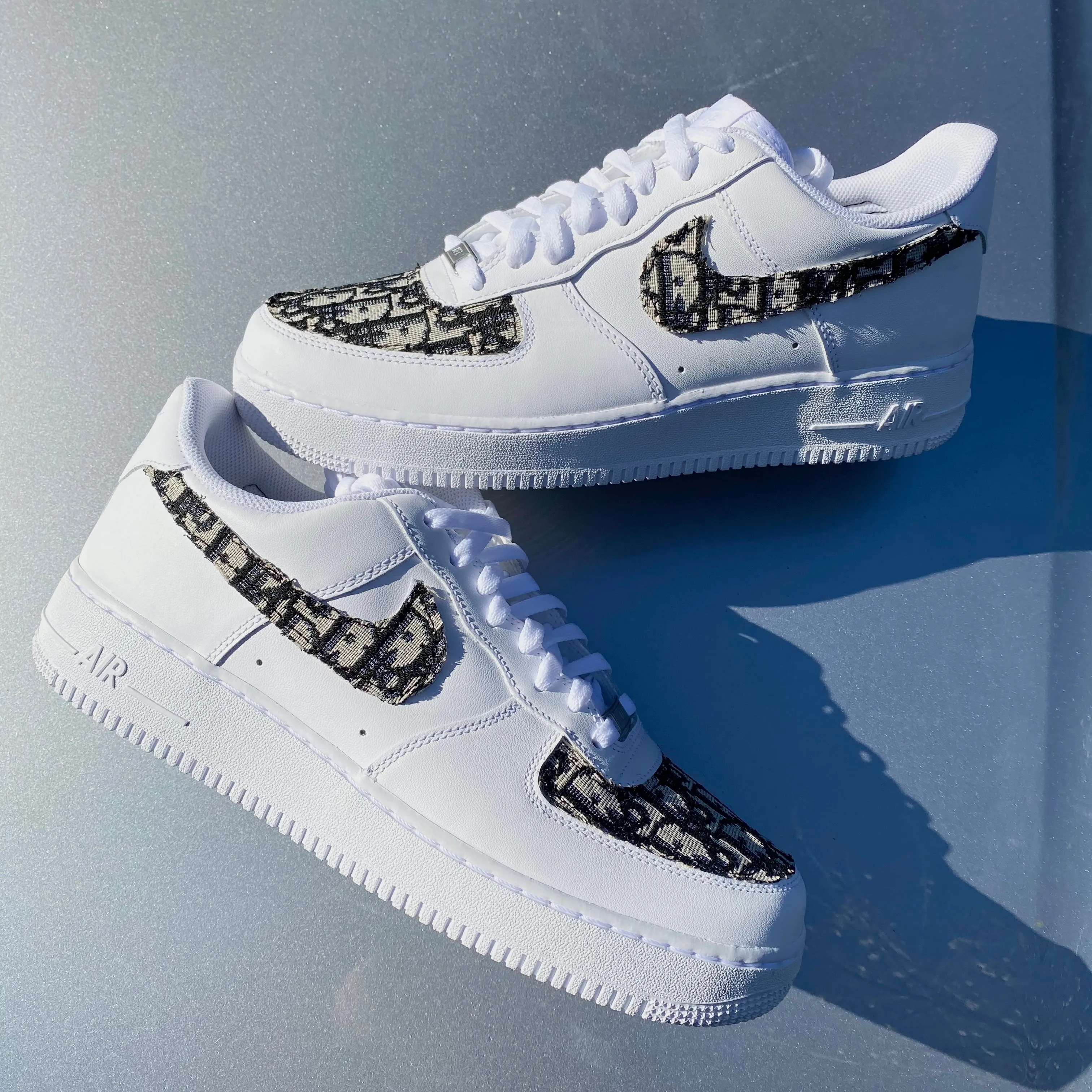 Navy Frayed Tick Fabric AF1