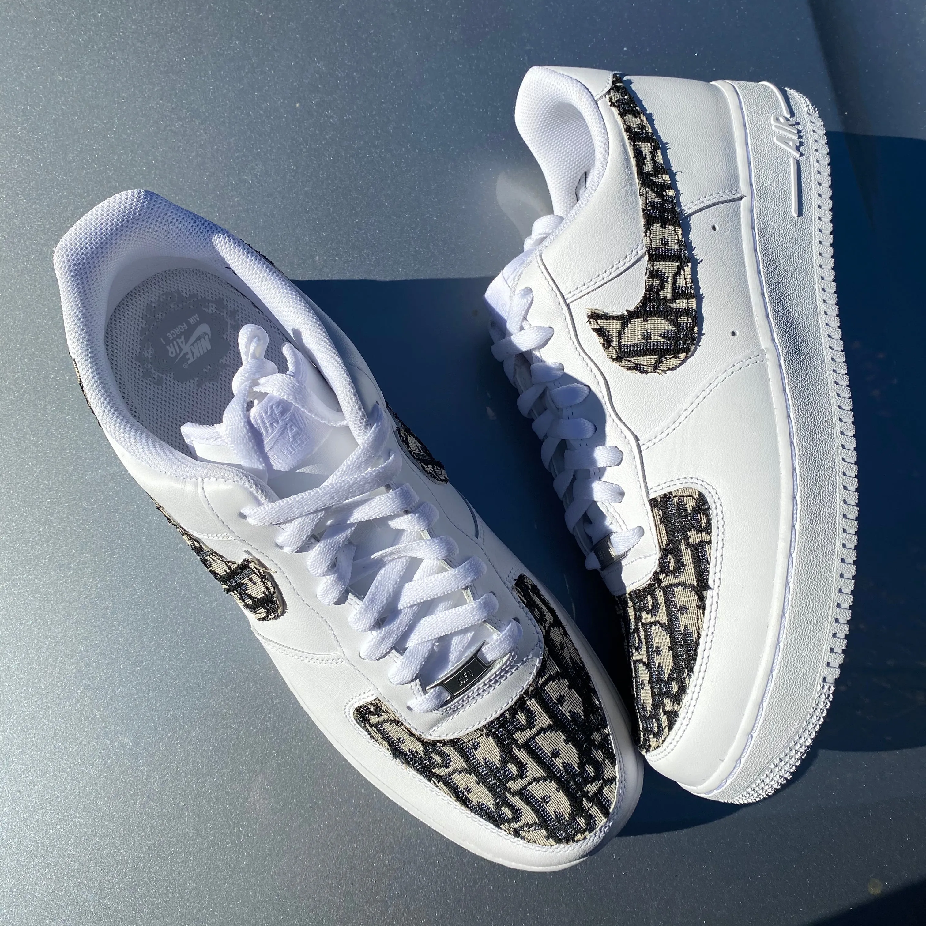 Navy Frayed Tick Fabric AF1