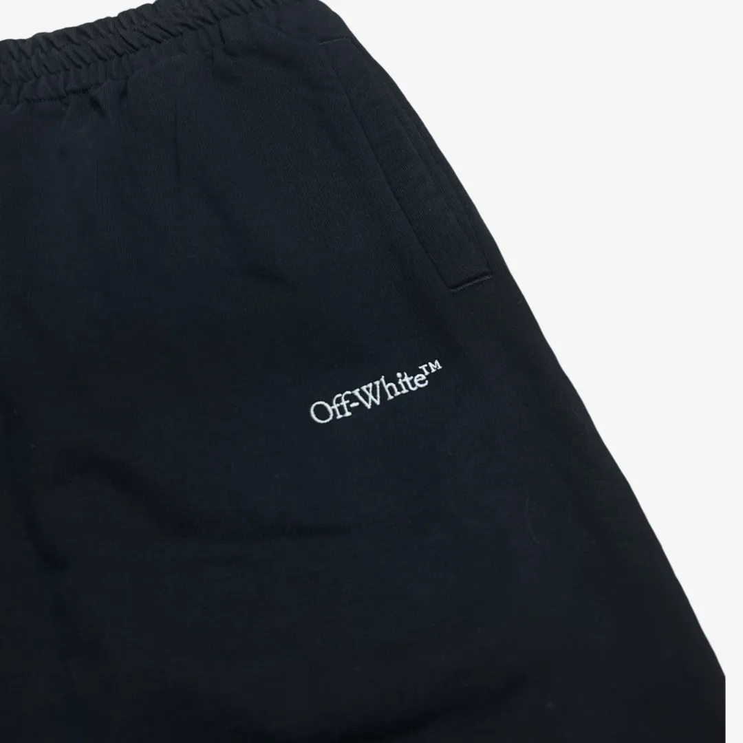 Off-White men's black cotton long shorts