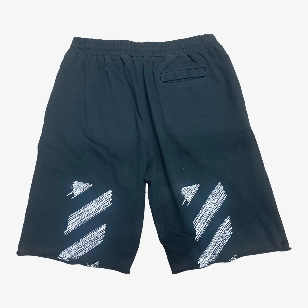 Off-White men's black cotton long shorts