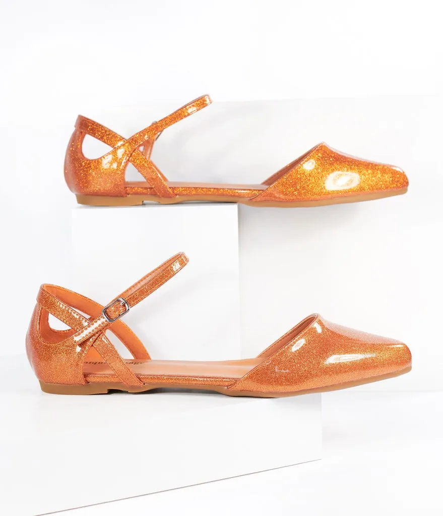 Orange Glitter Libby Flats
