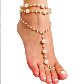 Pearl barefoot sandals, barefoot sandals for bridal, bottomless sandals, boho wedding accessories, barefoot sandals