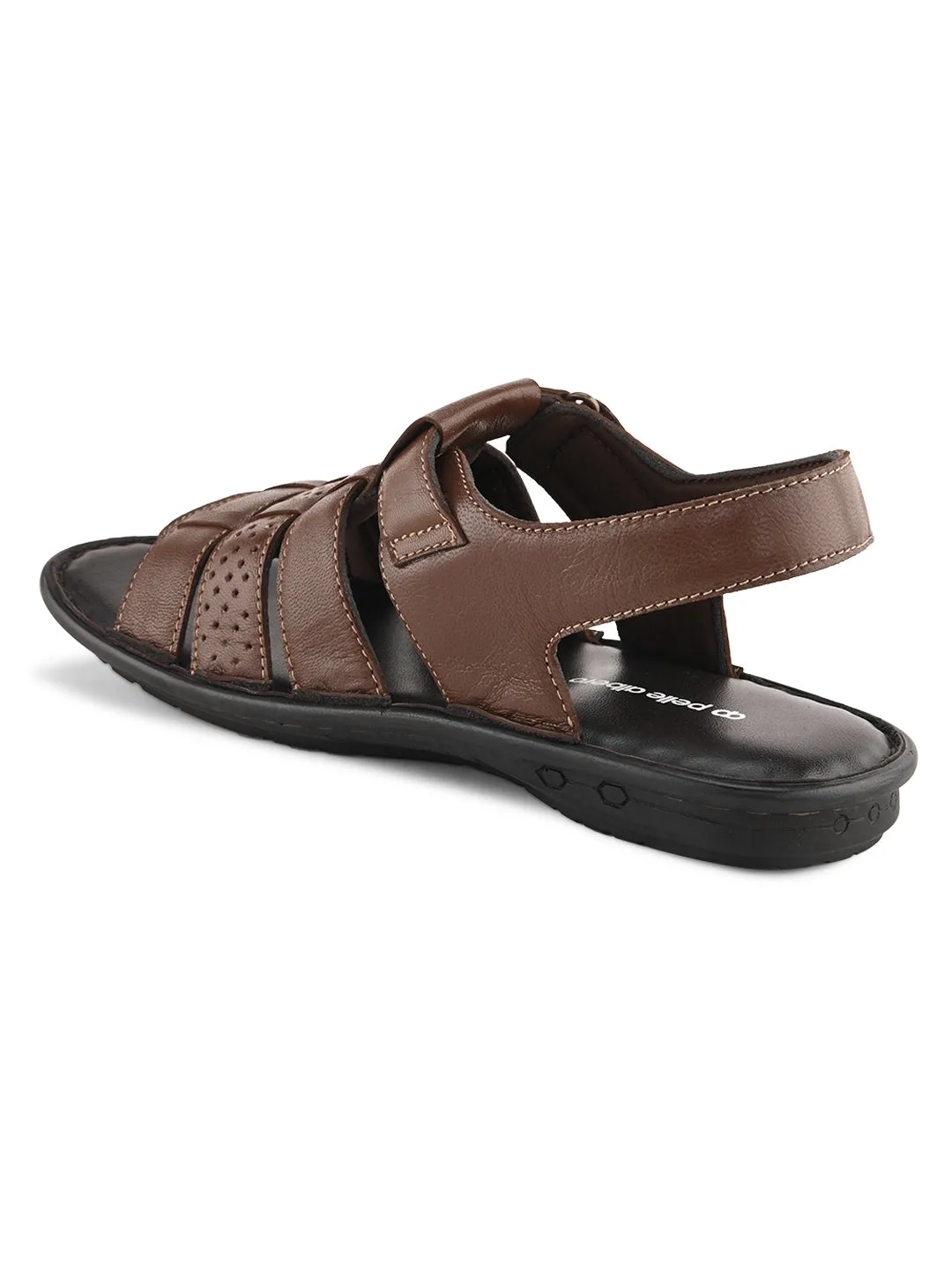 Pelle Albero Tan Leather Sandals for Men