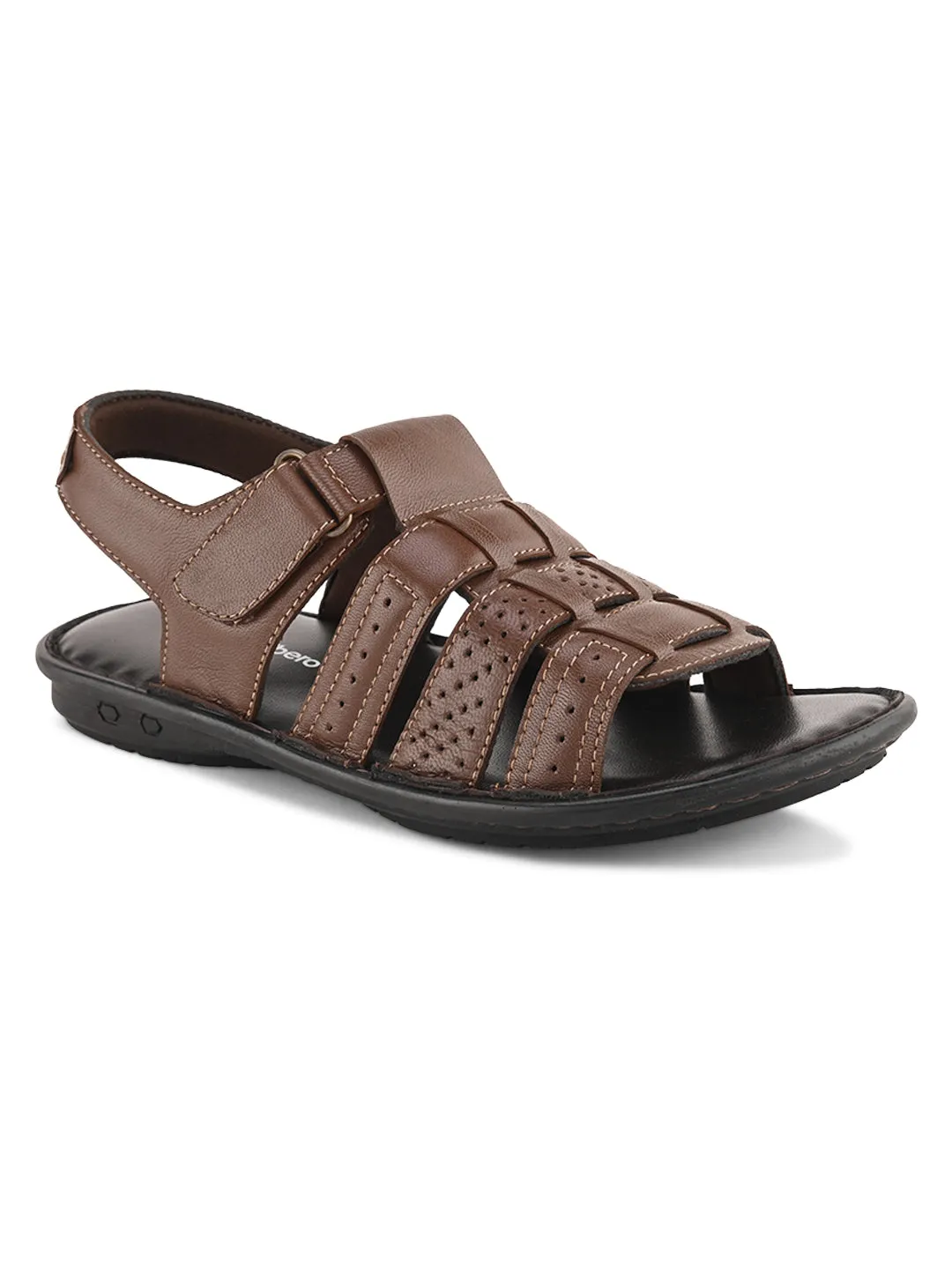 Pelle Albero Tan Leather Sandals for Men