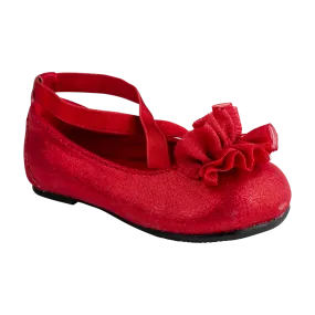 Red Shimmer Flat with Elastic Criss Cross