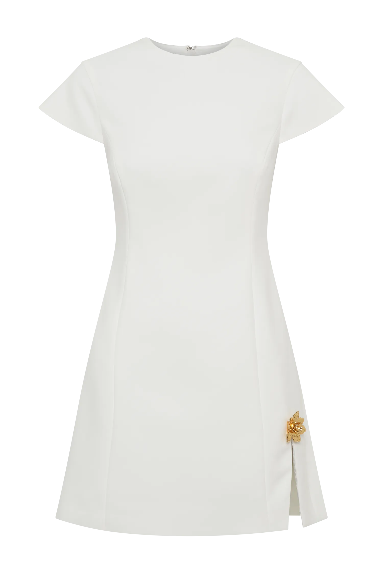 Remi Suiting Mini Dress With Floral Hardware - White