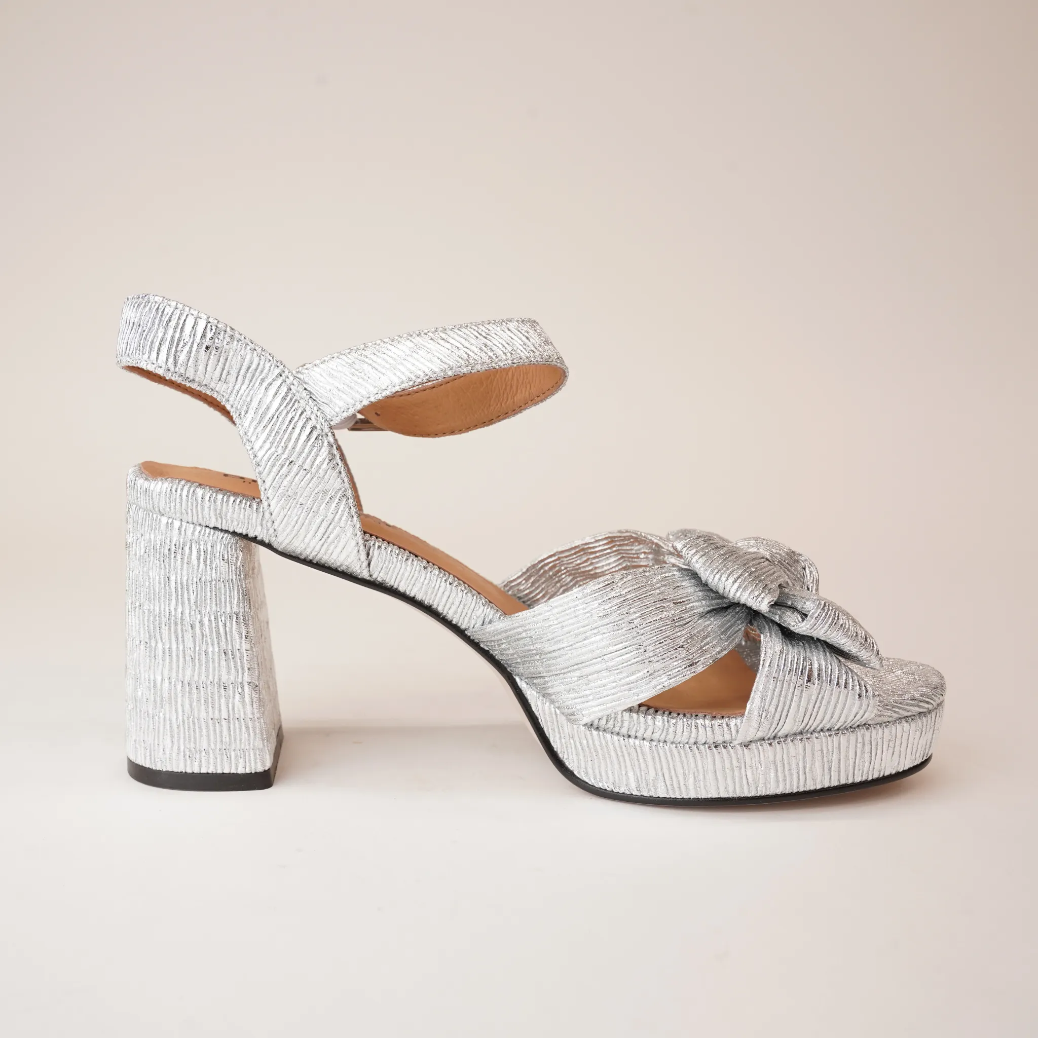 Sam Silver Leather Heels