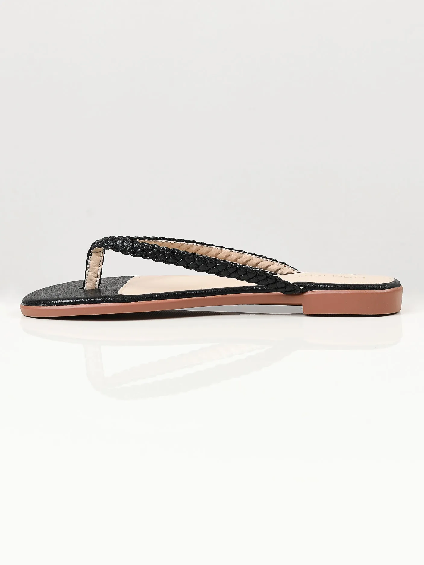 Shimmer Braided Flip Flops - Black