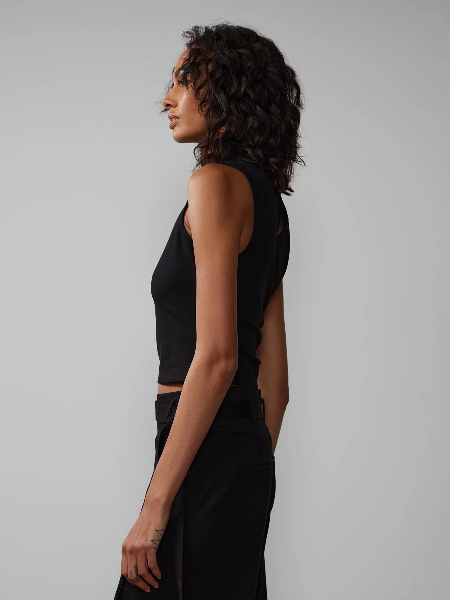 Sleeveless Mock Neck Ponte Top