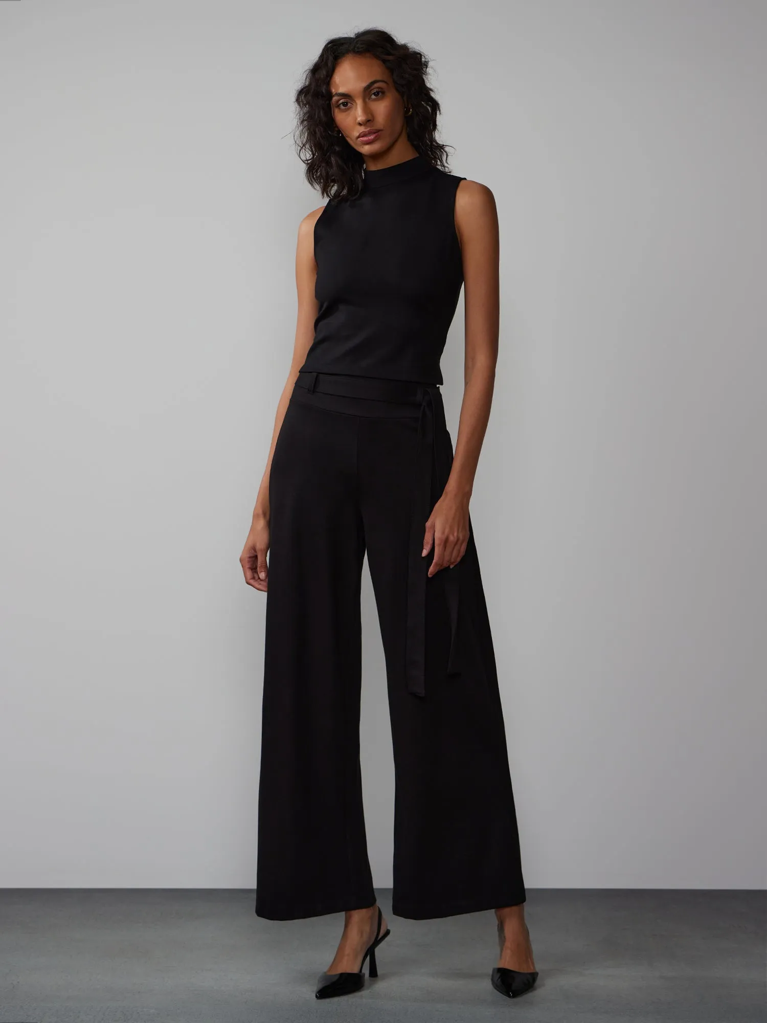 Sleeveless Mock Neck Ponte Top