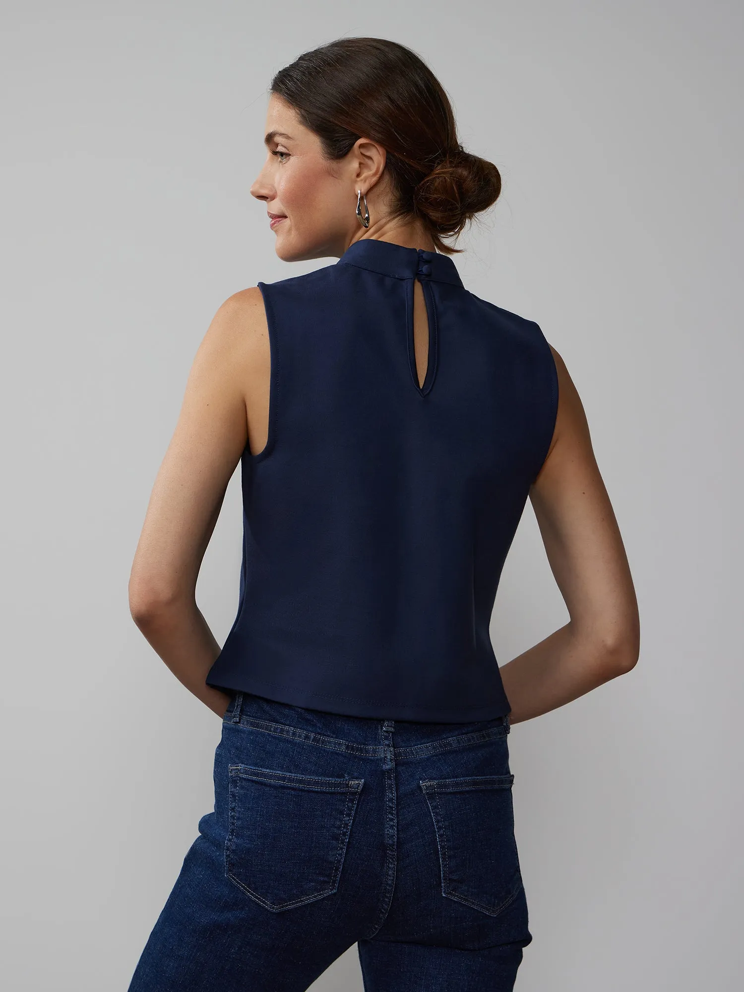 Sleeveless Mock Neck Ponte Top