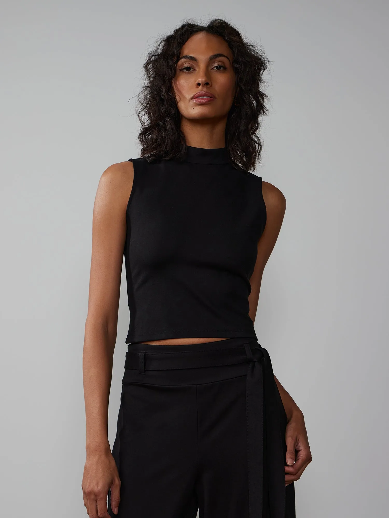 Sleeveless Mock Neck Ponte Top