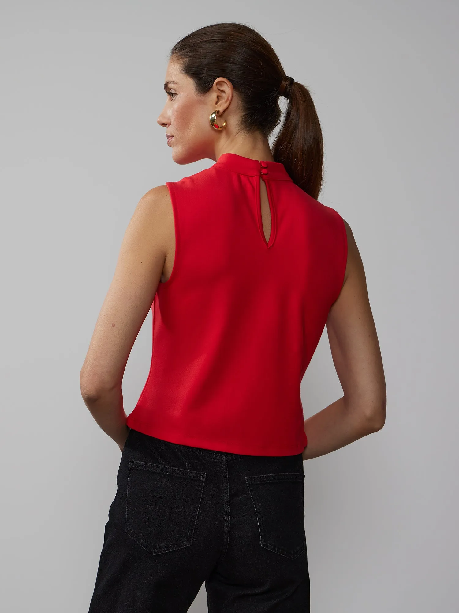 Sleeveless Mock Neck Ponte Top
