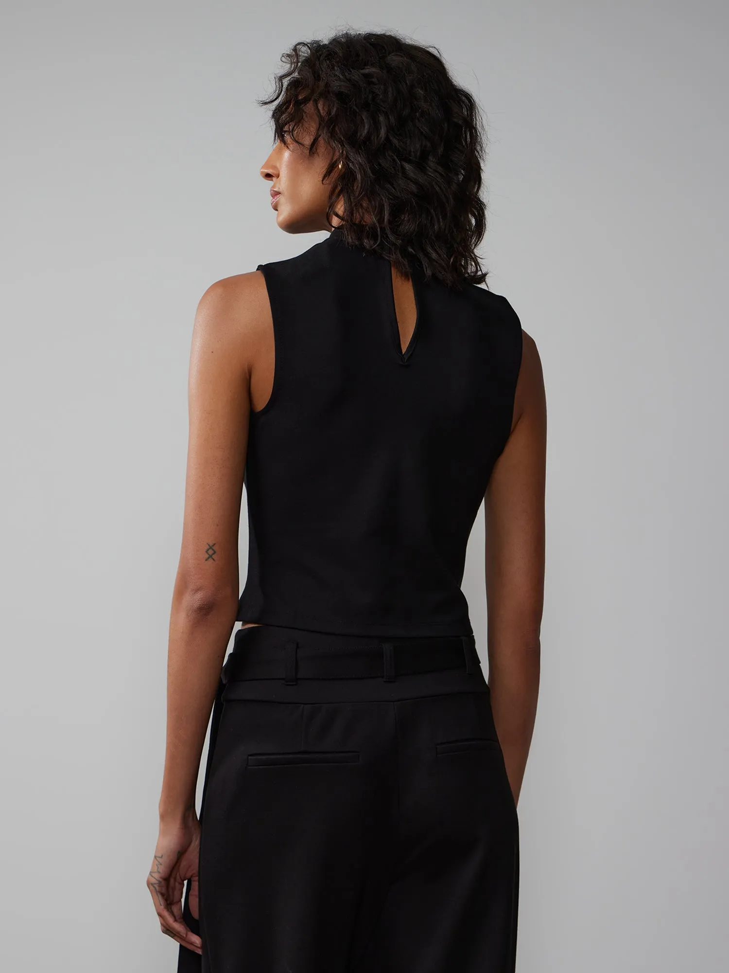 Sleeveless Mock Neck Ponte Top