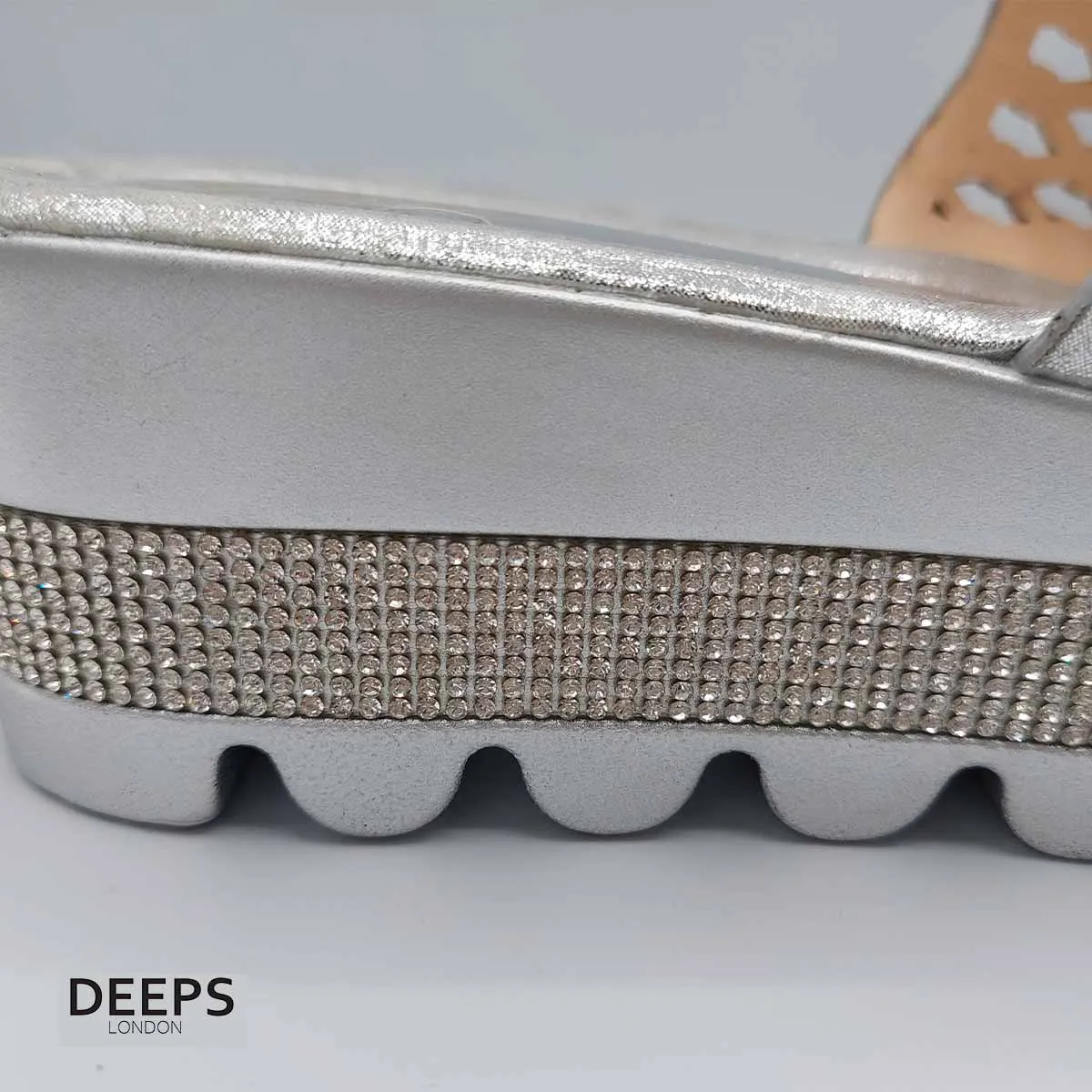 SLICK OPEN TOE RHINESTONE MESH SUMMER WEDGE PLATFORM MULE SLIDER SANDAL