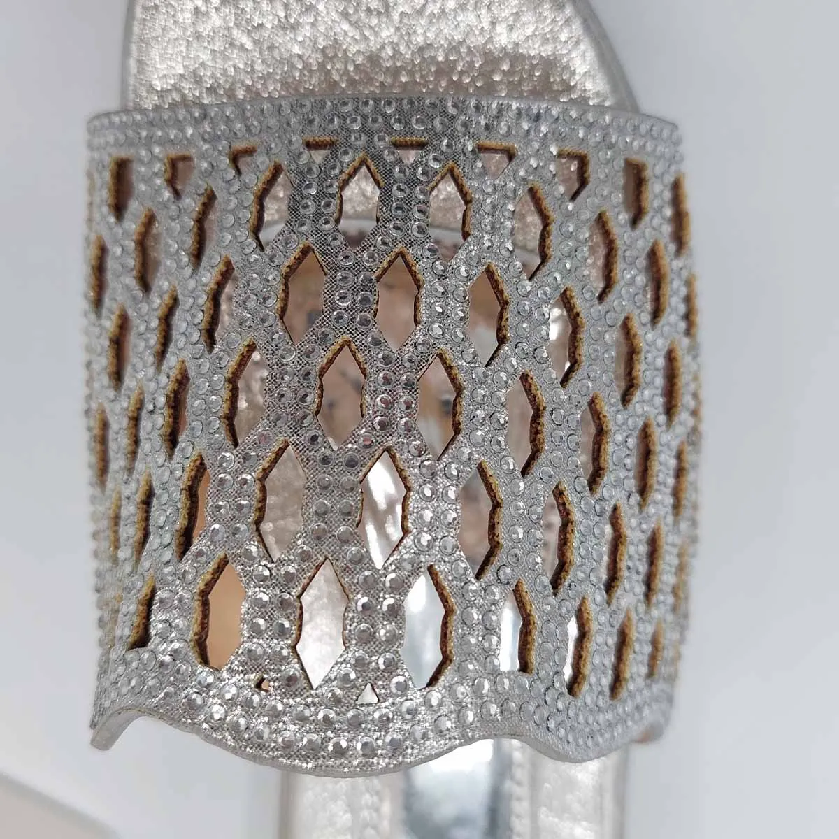 SLICK OPEN TOE RHINESTONE MESH SUMMER WEDGE PLATFORM MULE SLIDER SANDAL