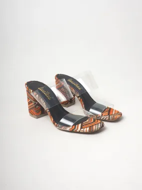 STRAWRY transparent sliders on block heels