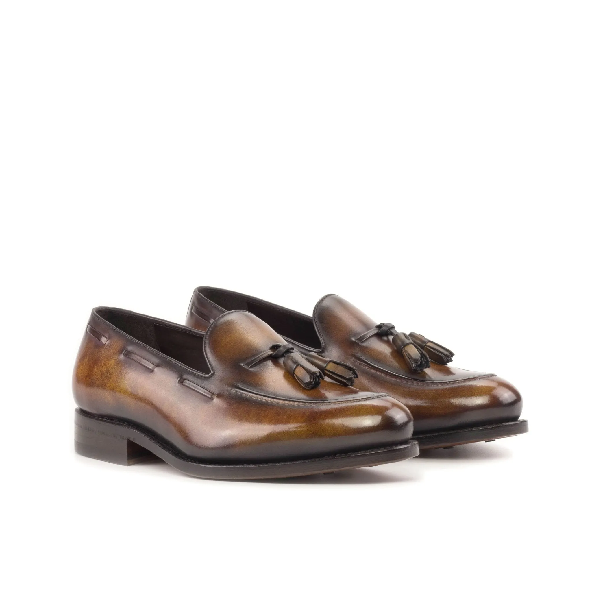 Tassel Loafer in Brown Fire Patina