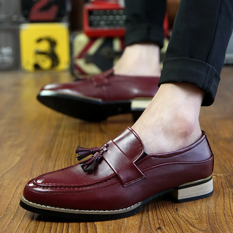 Tassel shoes men's shoes 2024 autumn leather shoes pointed toe slip-on loafers young men's bean shoes single shoes