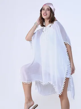 Women White Solid Kaftan Dress